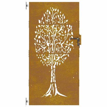 Cancello da giardino 85x175 cm in acciaio Corten con design ad albero | homemem39