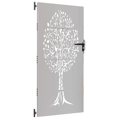 Cancello da giardino 85x175 cm in acciaio Corten con design ad albero | homemem39