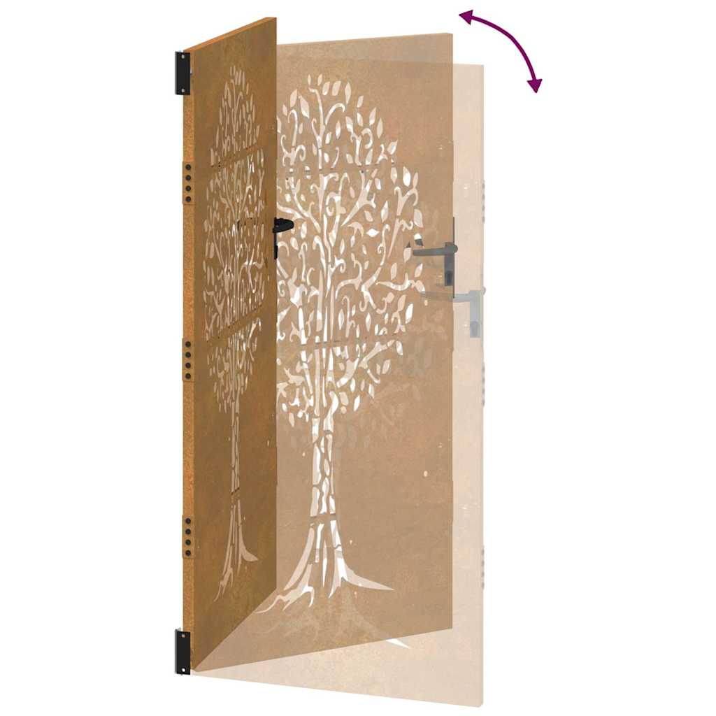 Cancello da giardino 85x175 cm in acciaio Corten con design ad albero | homemem39
