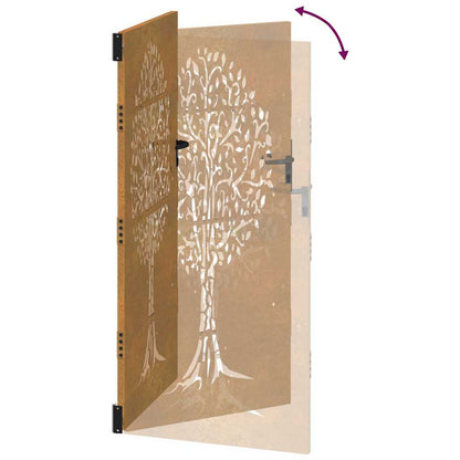 Cancello da giardino 85x175 cm in acciaio Corten con design ad albero | homemem39