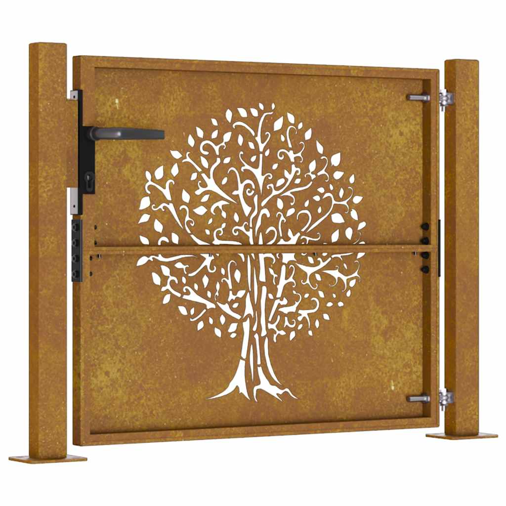 Cancello da giardino 100x75 cm in acciaio Corten con design ad albero | homemem39