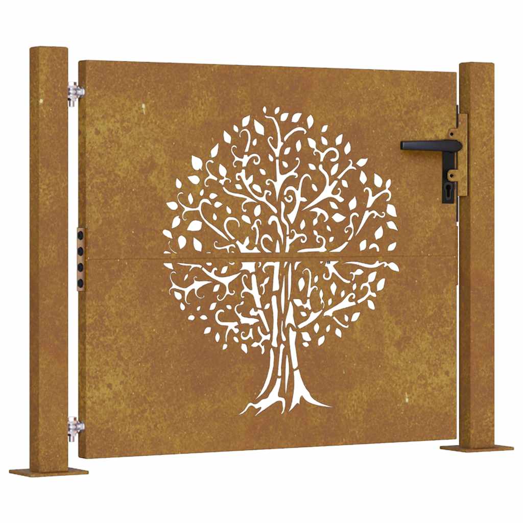 Cancello da giardino 100x100 cm in acciaio Corten con design ad albero | homemem39
