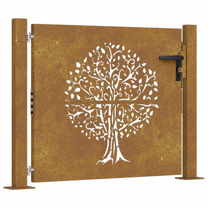 Cancello da giardino 100x100 cm in acciaio Corten con design ad albero | homemem39