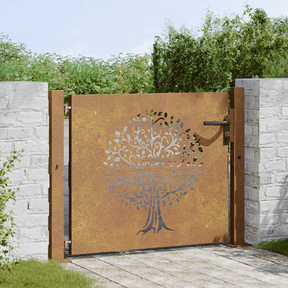 Cancello da giardino 100x100 cm in acciaio Corten con design ad albero | homemem39