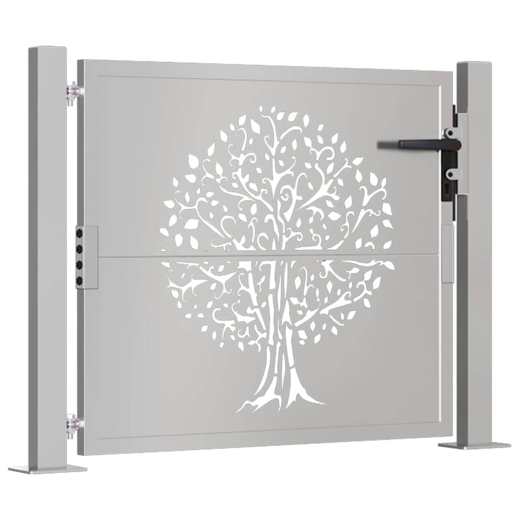 Cancello da giardino 100x100 cm in acciaio Corten con design ad albero | homemem39