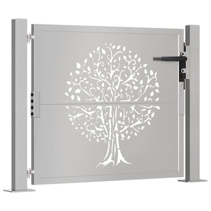 Cancello da giardino 100x100 cm in acciaio Corten con design ad albero | homemem39