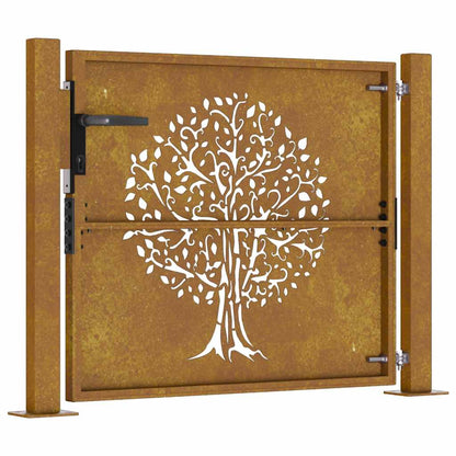 Cancello da giardino 100x100 cm in acciaio Corten con design ad albero | homemem39