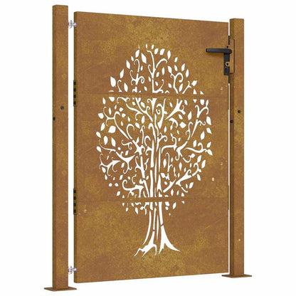 Cancello da giardino 100x150 cm in acciaio Corten con design ad albero | homemem39