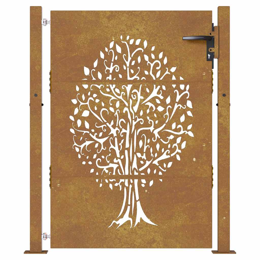 Cancello da giardino 100x150 cm in acciaio Corten con design ad albero | homemem39