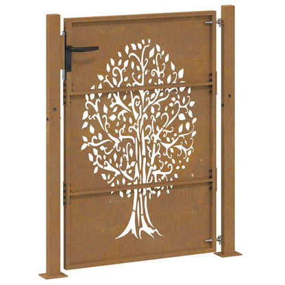 Cancello da giardino 100x150 cm in acciaio Corten con design ad albero | homemem39