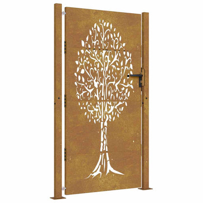 Cancello da giardino 100x175 cm in acciaio Corten con design ad albero | homemem39