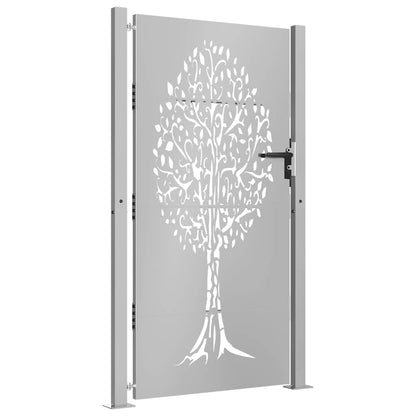 Cancello da giardino 100x175 cm in acciaio Corten con design ad albero | homemem39