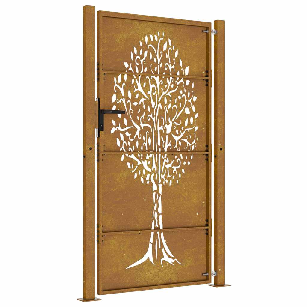 Cancello da giardino 100x175 cm in acciaio Corten con design ad albero | homemem39