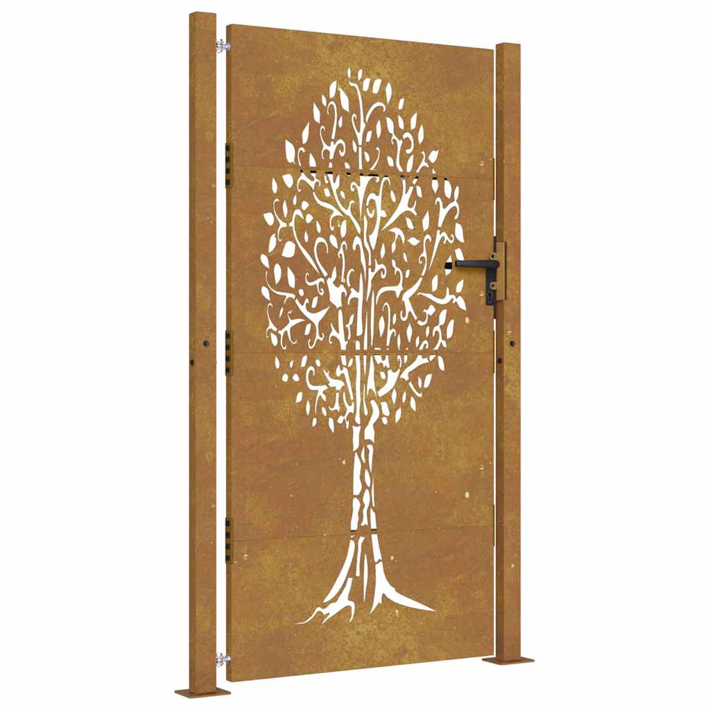 Cancello da giardino 100x200 cm in acciaio Corten con design ad albero | homemem39