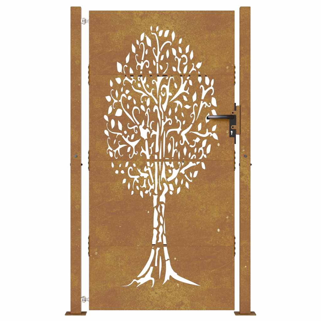 Cancello da giardino 100x200 cm in acciaio Corten con design ad albero | homemem39