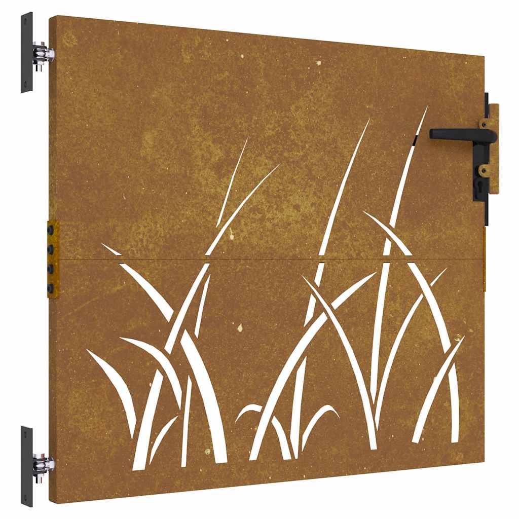 Cancello da giardino 85x75 cm in acciaio Corten con design erba | homemem39