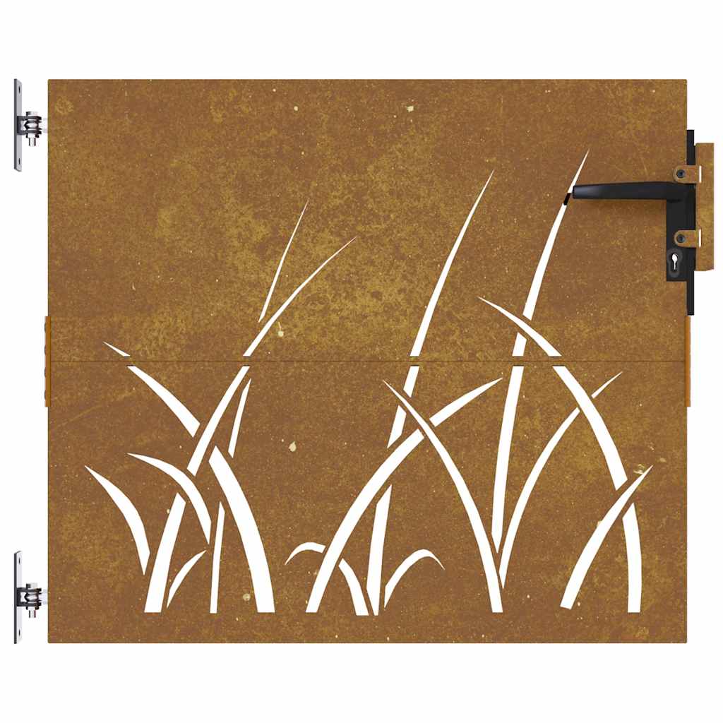 Cancello da giardino 85x75 cm in acciaio Corten con design erba | homemem39