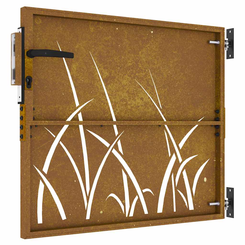 Cancello da giardino 85x75 cm in acciaio Corten con design erba | homemem39