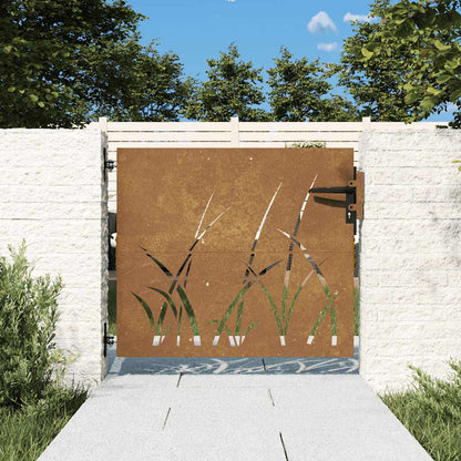 Cancello da giardino 85x75 cm in acciaio Corten con design erba | homemem39
