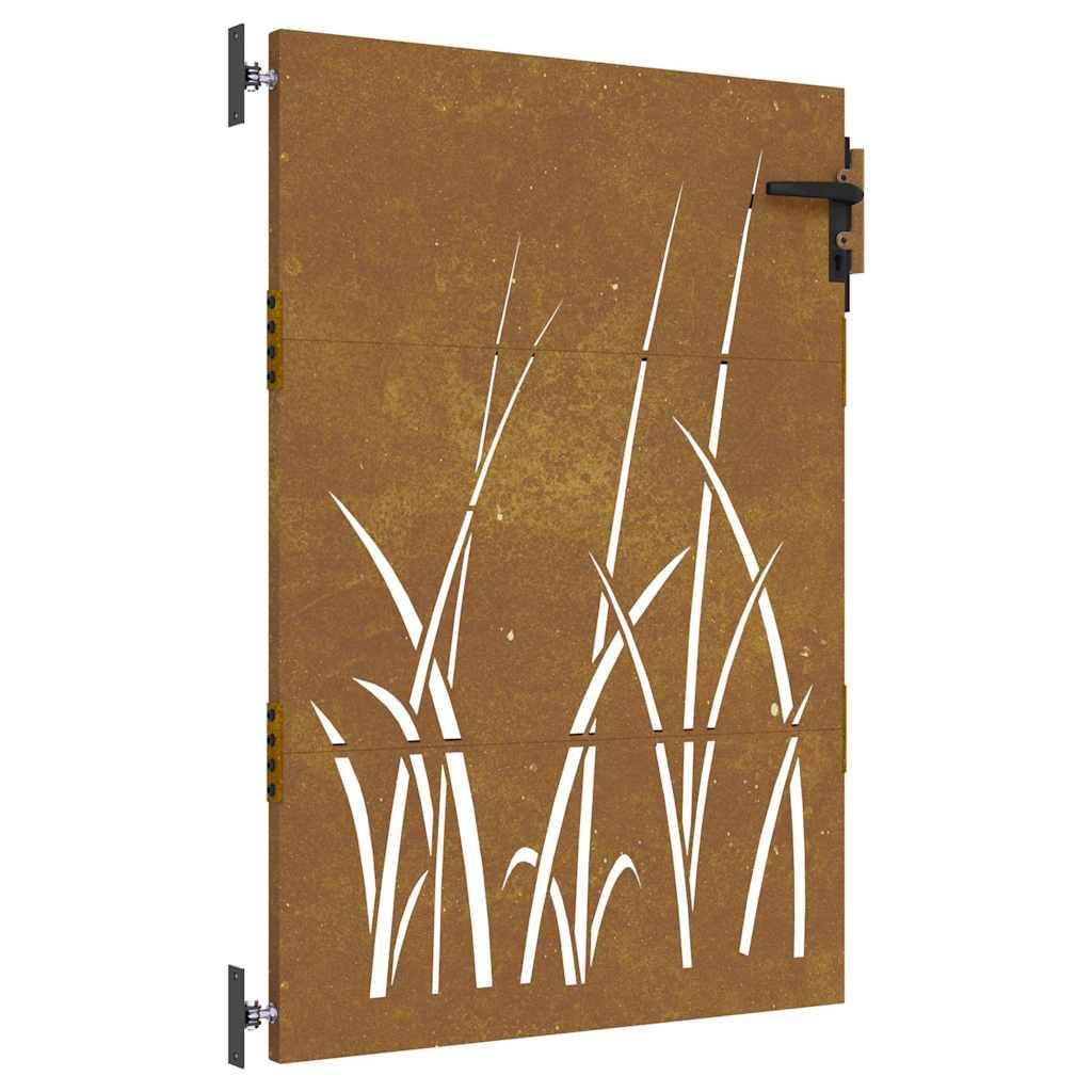 Cancello da giardino 85x125 cm in acciaio Corten con design erba | homemem39