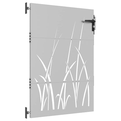 Cancello da giardino 85x125 cm in acciaio Corten con design erba