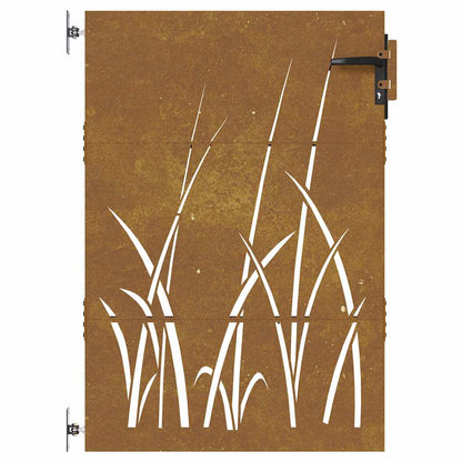 Cancello da giardino 85x125 cm in acciaio Corten con design erba | homemem39