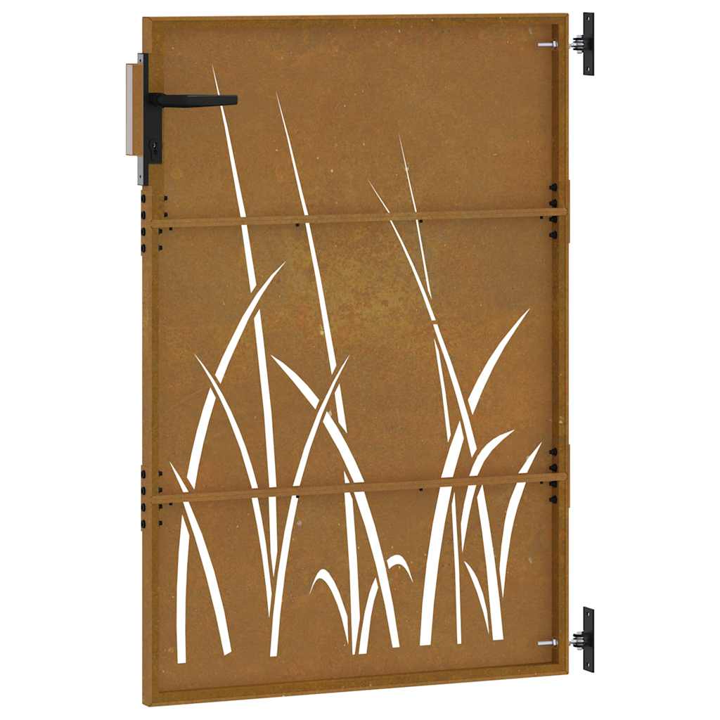 Cancello da giardino 85x125 cm in acciaio Corten con design erba | homemem39