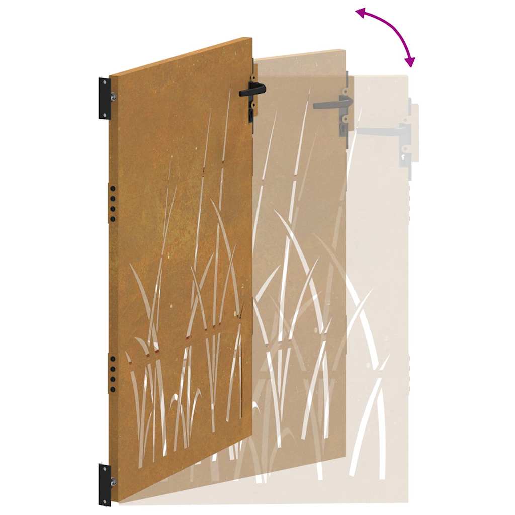 Cancello da giardino 85x125 cm in acciaio Corten con design erba | homemem39