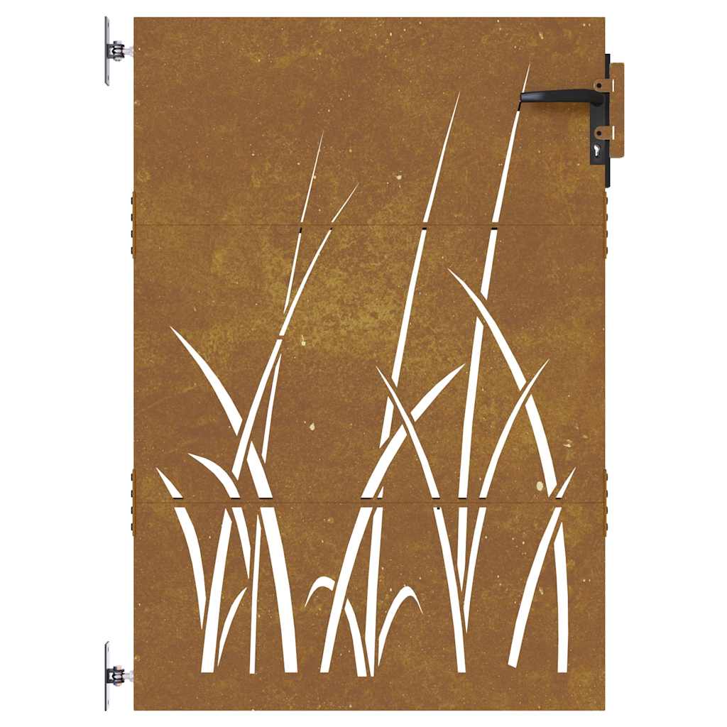 Cancello da giardino 85x150 cm in acciaio Corten con design erba | homemem39