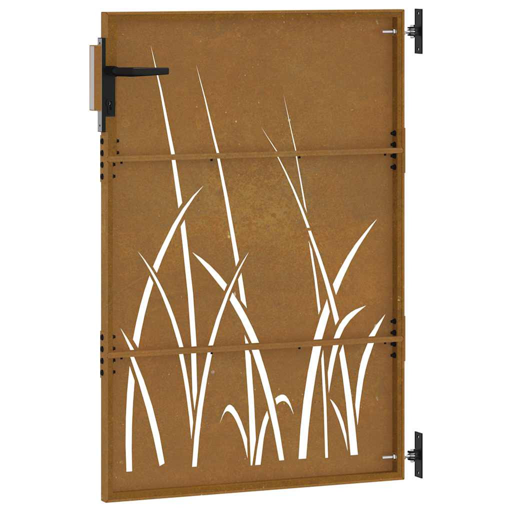 Cancello da giardino 85x150 cm in acciaio Corten con design erba | homemem39