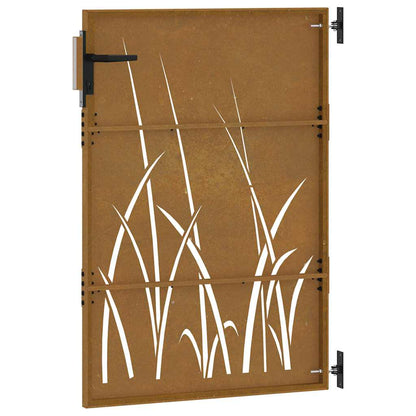 Cancello da giardino 85x150 cm in acciaio Corten con design erba | homemem39