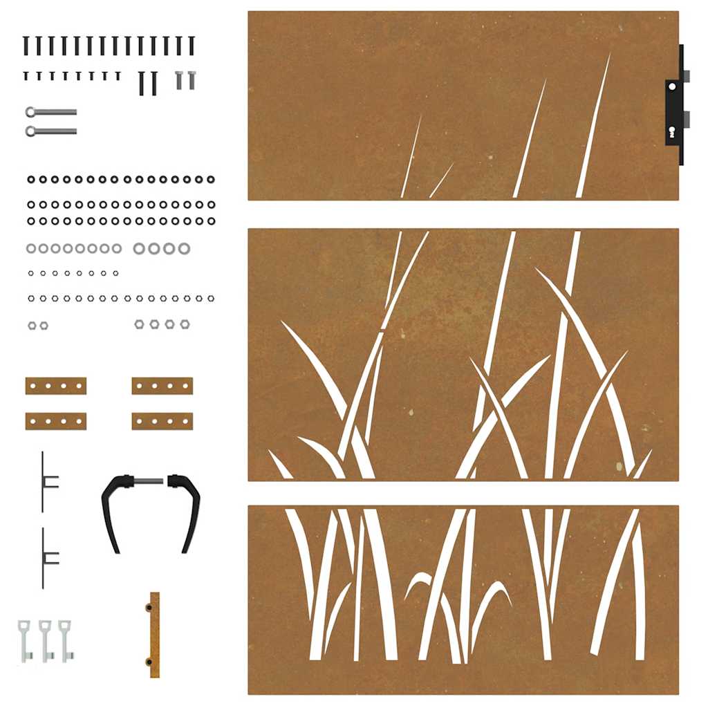 Cancello da giardino 85x150 cm in acciaio Corten con design erba | homemem39