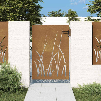 Cancello da giardino 85x150 cm in acciaio Corten con design erba | homemem39