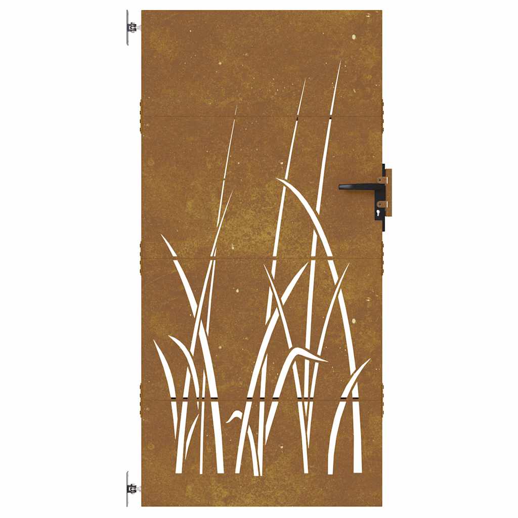 Cancello da giardino 85x175 cm in acciaio Corten con design erba | homemem39
