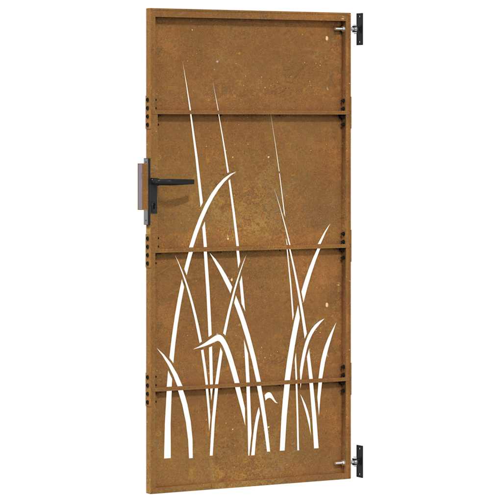 Cancello da giardino 85x175 cm in acciaio Corten con design erba | homemem39