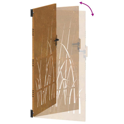 Cancello da giardino 85x175 cm in acciaio Corten con design erba | homemem39