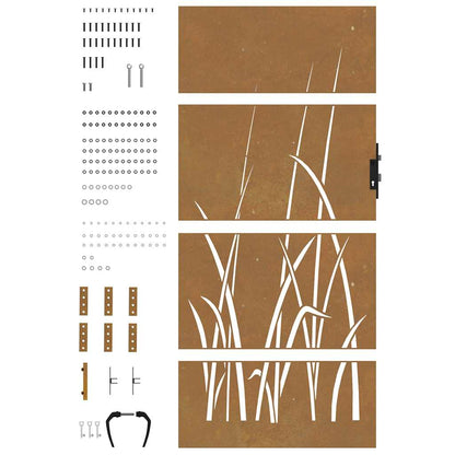 Cancello da giardino 85x175 cm in acciaio Corten con design erba | homemem39