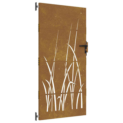 Cancello da giardino 85x200 cm in acciaio Corten con design erba | homemem39