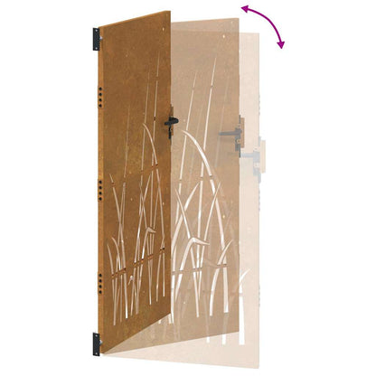 Cancello da giardino 85x200 cm in acciaio Corten con design erba | homemem39