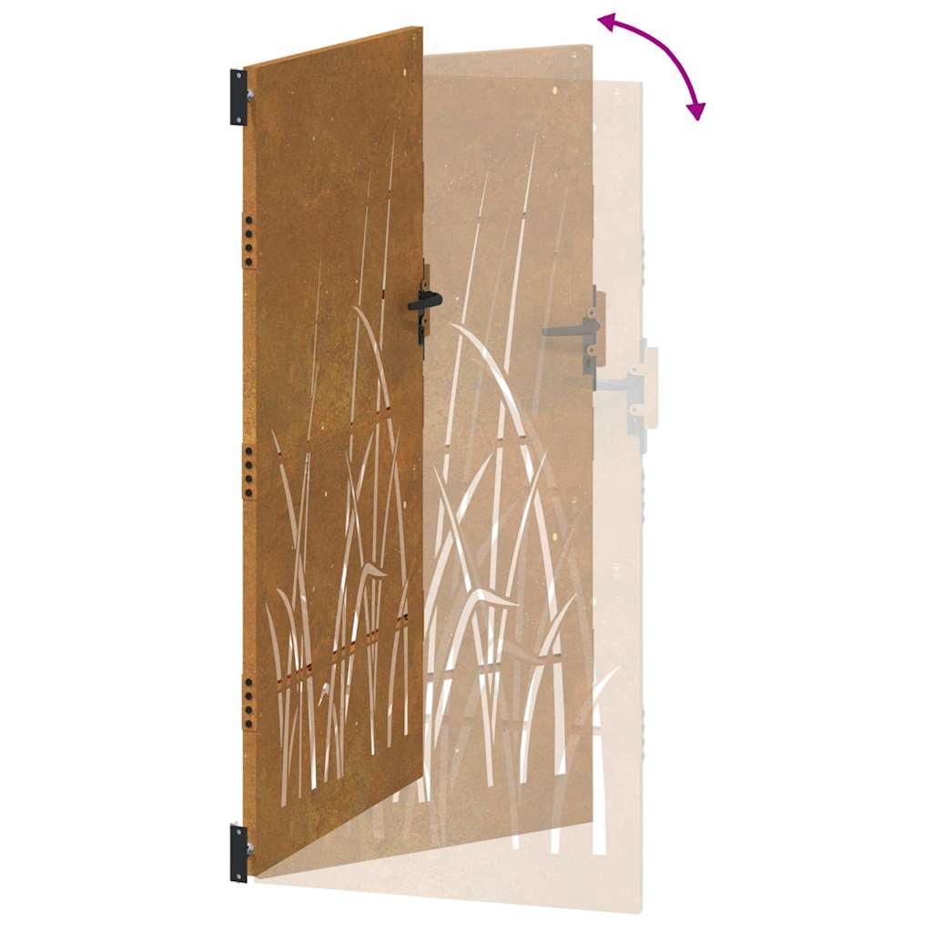 Cancello da giardino 85x200 cm in acciaio Corten con design erba | homemem39
