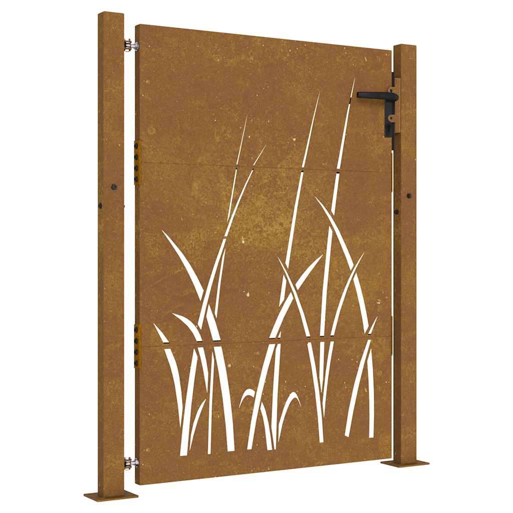 Cancello da giardino 100x150 cm in acciaio Corten con design erba | homemem39