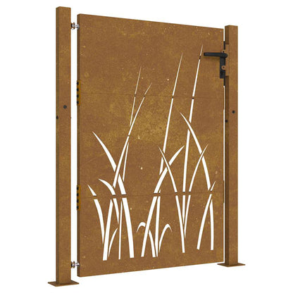 Cancello da giardino 100x150 cm in acciaio Corten con design erba | homemem39