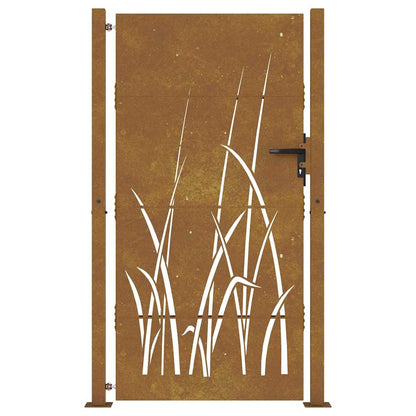 Cancello da giardino 100x175 cm in acciaio Corten con design erba | homemem39