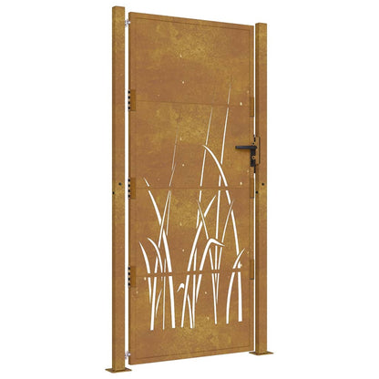 Cancello da giardino 100x200 cm in acciaio Corten con design erba