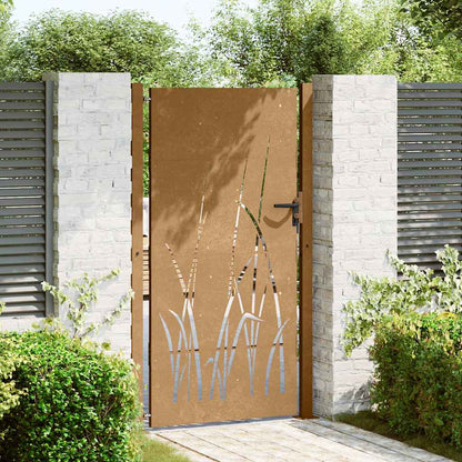 Cancello da giardino 100x200 cm in acciaio Corten con design erba