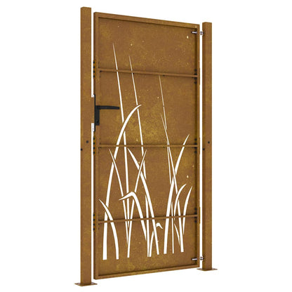 Cancello da giardino 100x200 cm in acciaio Corten con design erba
