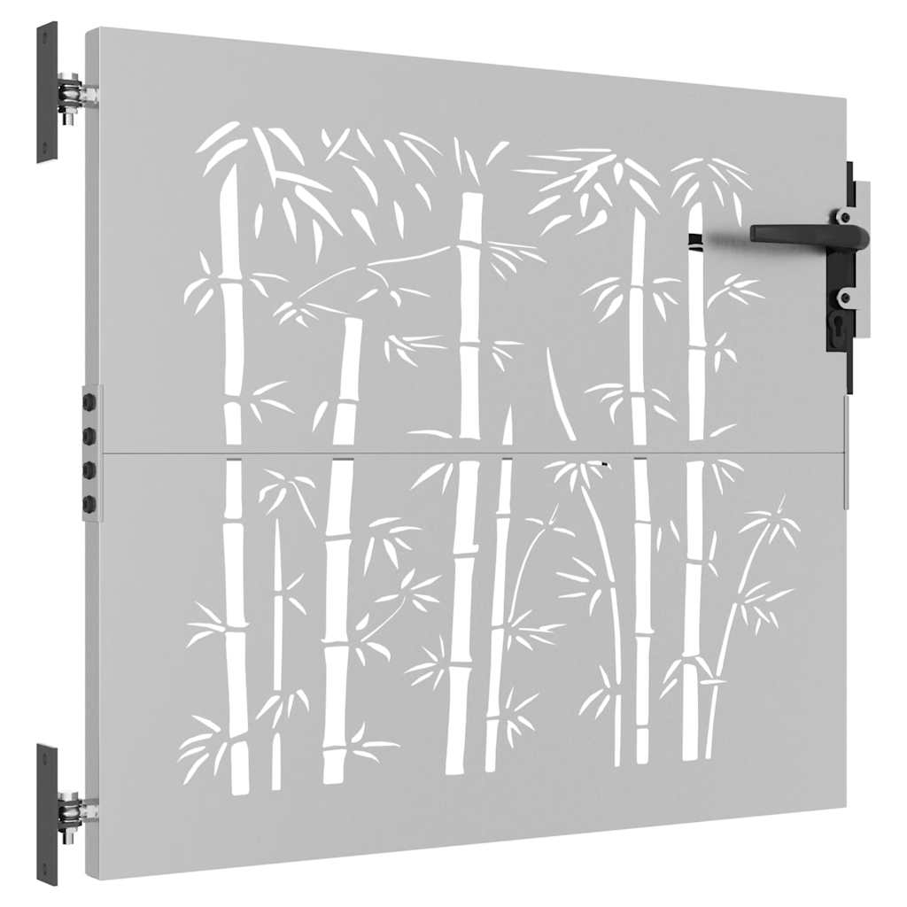 Cancello da giardino 85x75 cm in acciaio Corten e design in bambù | homemem39