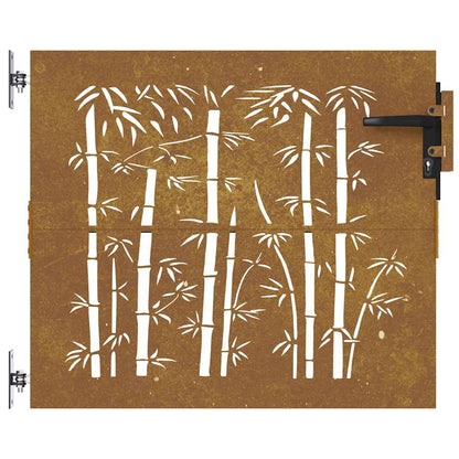 Cancello da giardino 85x75 cm in acciaio Corten e design in bambù | homemem39