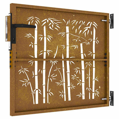 Cancello da giardino 85x100 cm in acciaio corten e bambù | homemem39