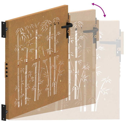 Cancello da giardino 85x100 cm in acciaio corten e bambù | homemem39